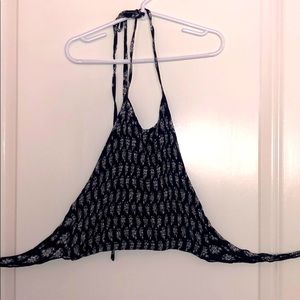 Cropped, Ribbed Navy Blue Top